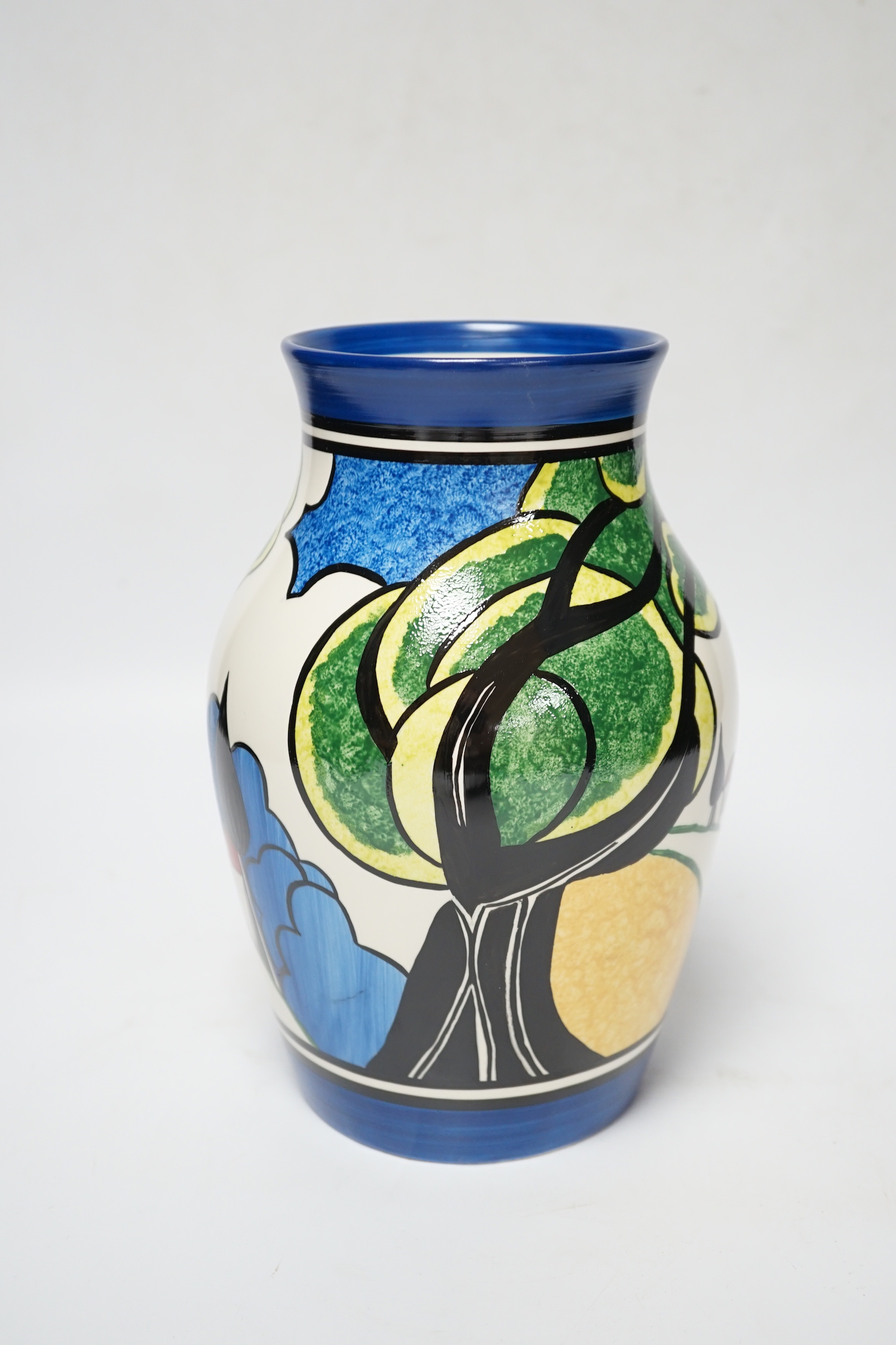 A Wedgwood Clarice Cliff limited edition Isis vase - May Avenue, 20cm, with certificate and box.